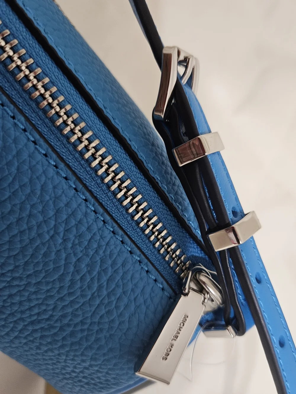 Michael Kors Sky Blue Pebbled Leather Barrel Crossbody
